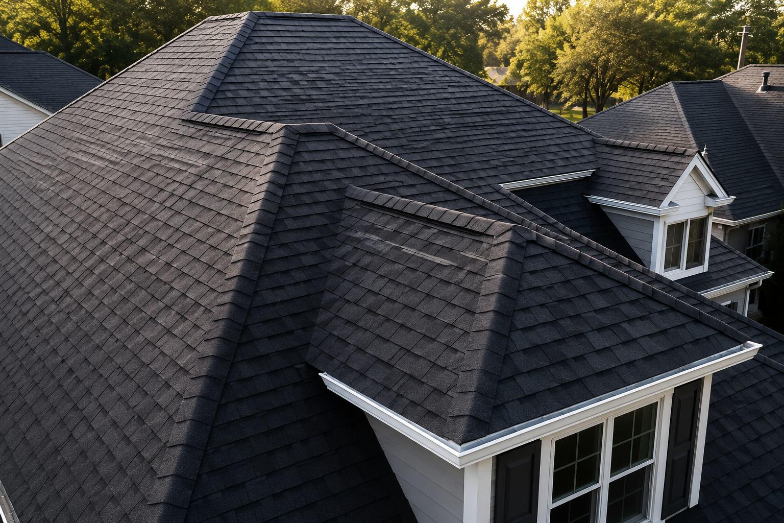 Charcoal asphalt shingle roof replacement on a residential home in Port Orange Florida